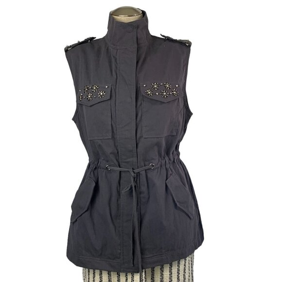 Forever 21 Sleeveless Embellished Jacket - Charcoal/Gunmetal, Size Medium NWT - Picture 11 of 11